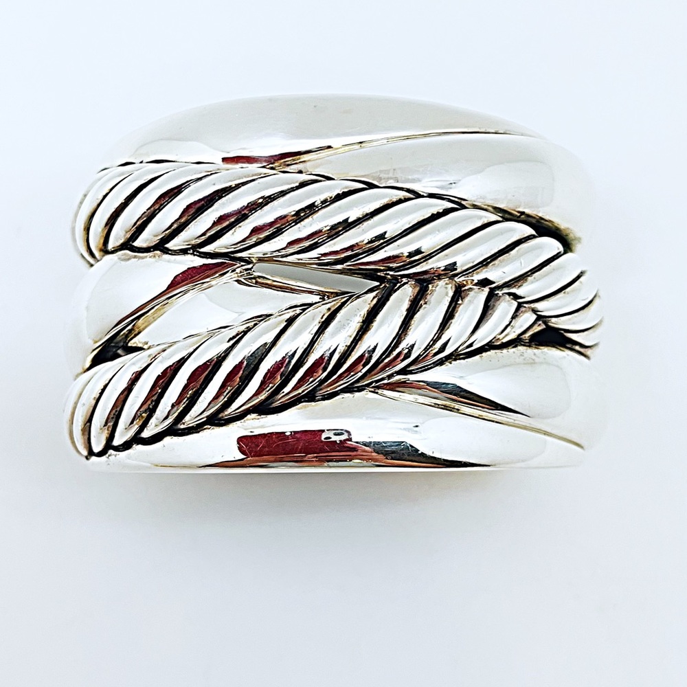 David Yurman Wide Crossover Cuff Sterling Silver, Retired, Gently Preowned